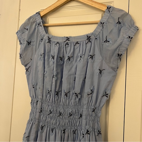 Ann Mashburn Blue Floral Printed Ruched Waist Long Dress Womens XS 100% Cotton - Picture 5 of 14